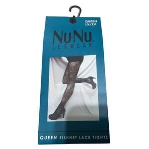 Nwot NuNu Legwear Queen Fishnet Lace Tights 1X/2X Black Womens